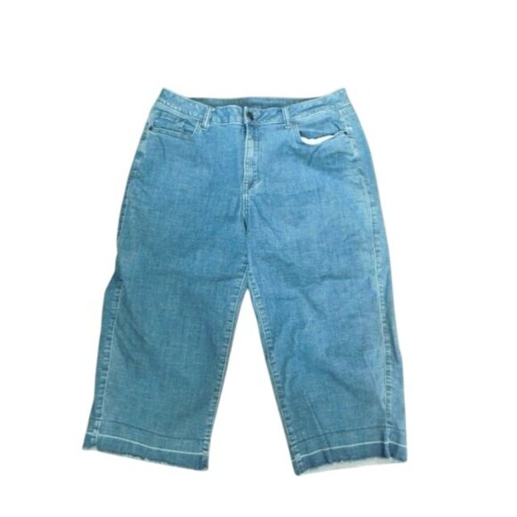 Lane Bryant Size 18 Plus Size Cropped Raw Hem Wide Leg Denim Jeans - Picture 1 of 4